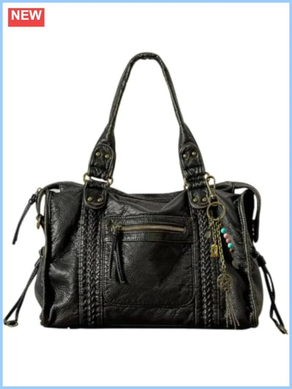 Large Hobo Crossbody Bag Faux Leather Tote Shoulder Purse with Pockets